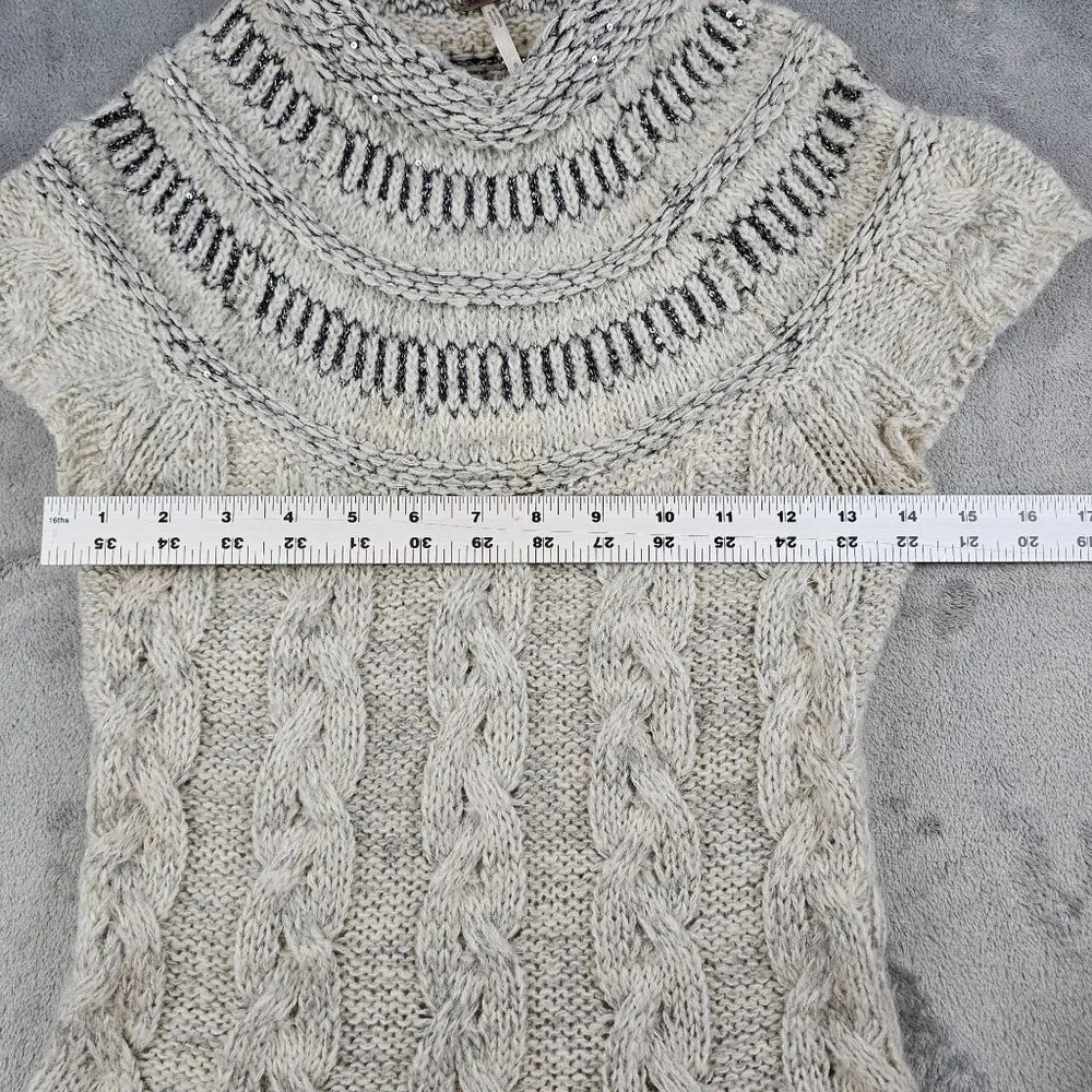 Free People Sweater Dress Womens Small Petite Gray Wool Blend Nordic Nights Knit